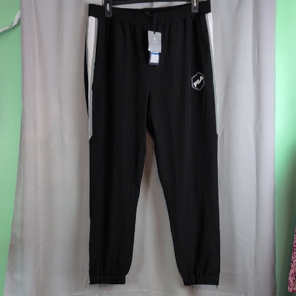 Fila Black Sweatpants with White Accents - Picture 1 of 8